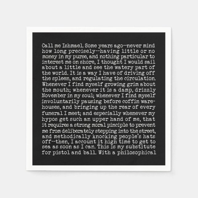 Moby Dick öppnar i vitt och svart Pappersservett (Framsidan)