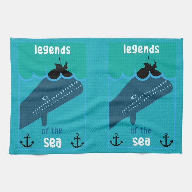 Moby Dick Sea Fantasy | Tjock havs- och sjöservin Kökshandduk (Horisontell)