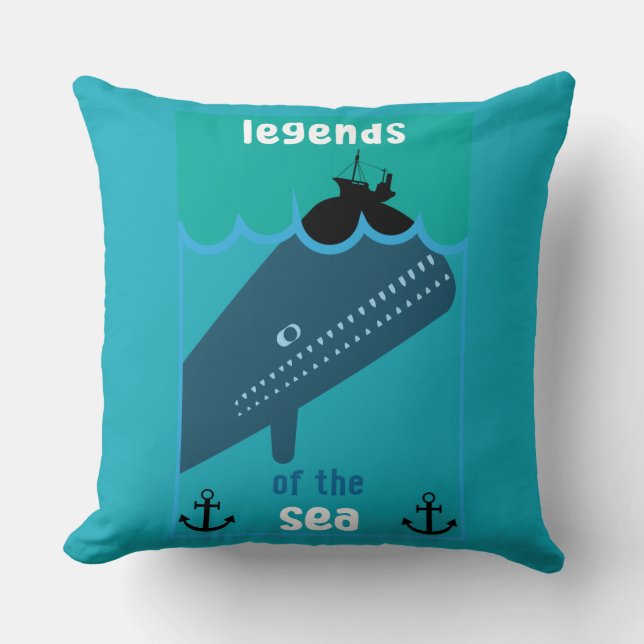 Moby Dick Sea Fantasy | Tjock havs- och sjöservin Kudde (Framsida)