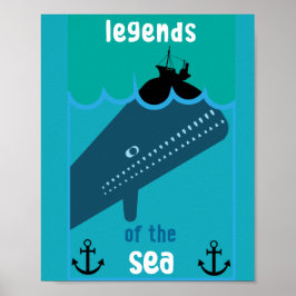 Moby Dick Sea Fantasy | Tjock havs- och sjöservin Poster