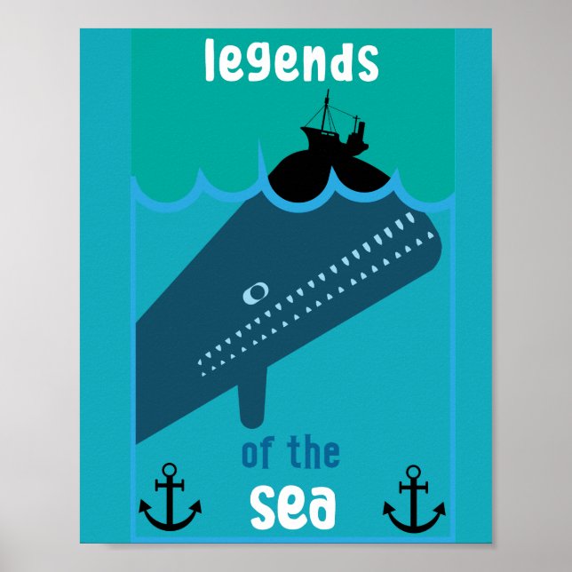 Moby Dick Sea Fantasy | Tjock havs- och sjöservin Poster (Framsidan)