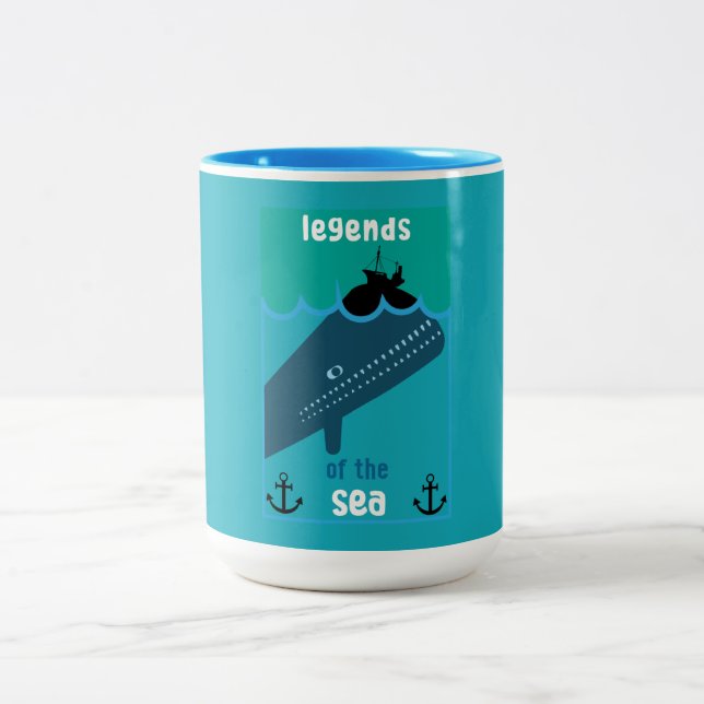 Moby Dick Sea Fantasy | Tjock havs- och sjöservin Två-Tonad Mugg (Center)