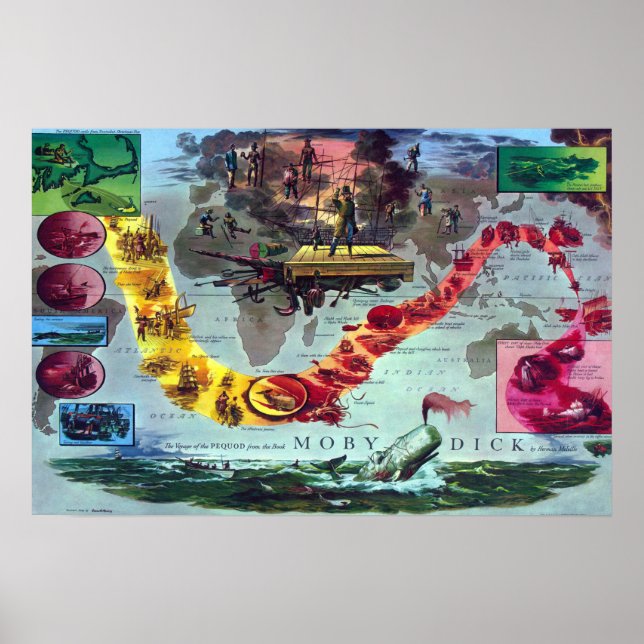 Moby Dick the voyage of the Pequod Herman Melville Poster (Framsidan)