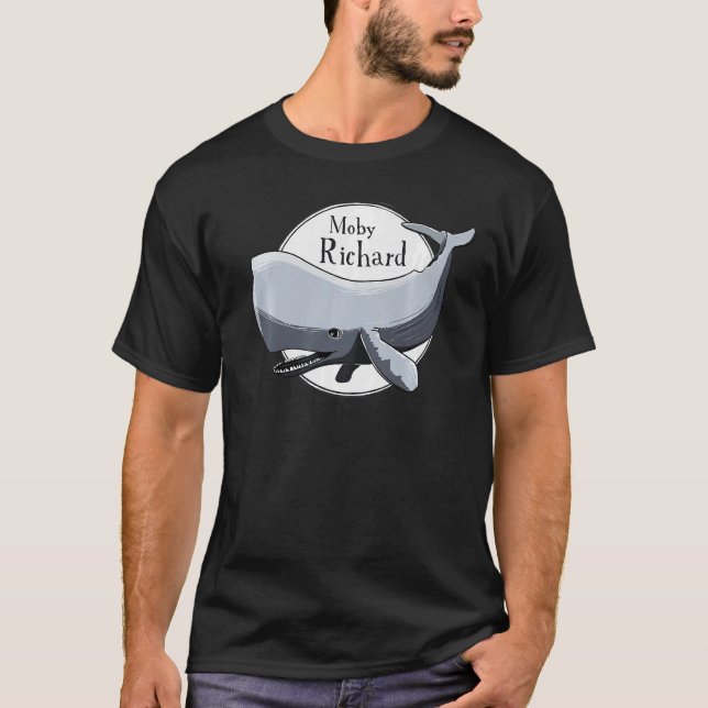 Moby Richard White Whale Literature Pun T Shirt (Framsida)