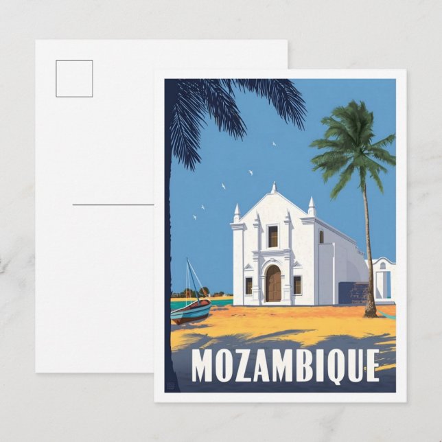 Moçambique Afrika Vintage Resa  Vykort (Fram/baksida)