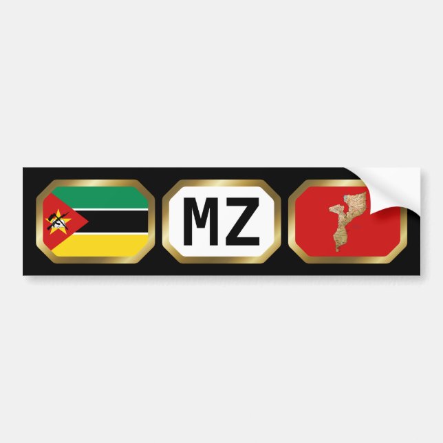 Moçambique Flagga Code Bumper Sticker Bildekal (Framsidan)