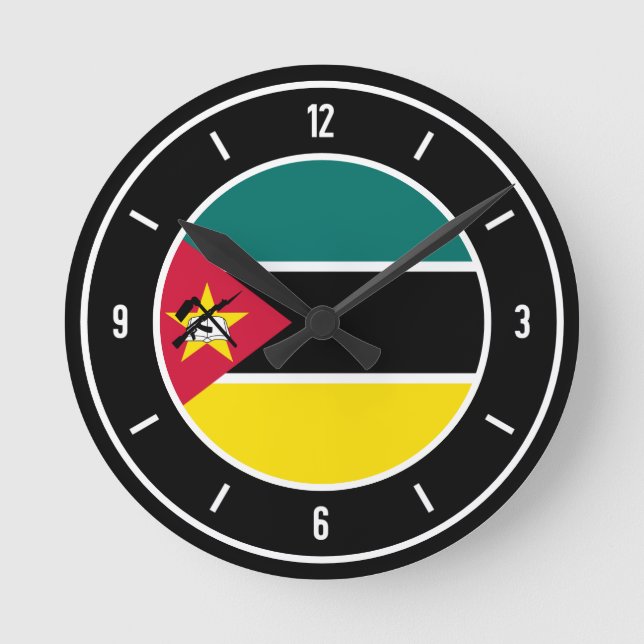 Moçambique Flagga Elegant Rund Klocka (Framsida)