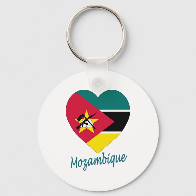 Moçambique Flagga Heart Nyckelring (Framsida)