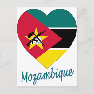 Moçambique Flagga Heart Vykort