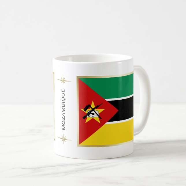 Moçambique Flagga + Karta Mugg (Framsida höger)
