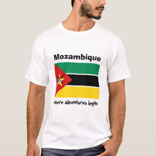 Mocambique flagga + Karta + TextT-tröja Tee