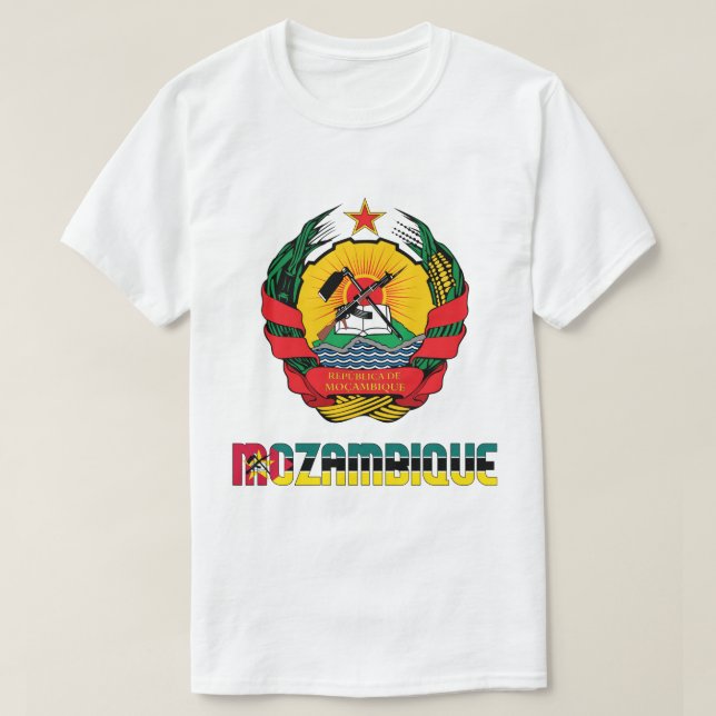 Moçambique Flagga och Jacka av Arm Patriotic T Shirt (Design framsida)