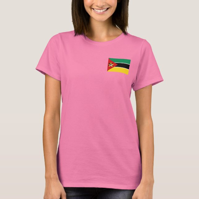 Moçambique Flagga och Karta dk T-Shirt (Framsida)