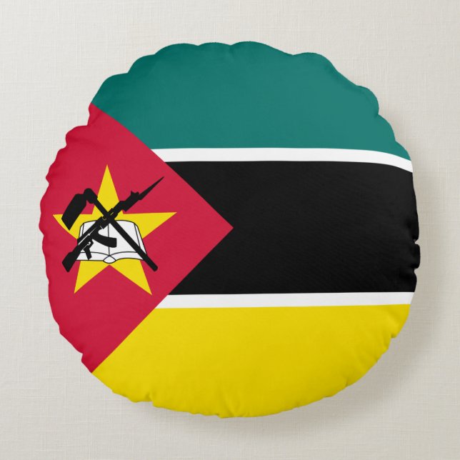 Moçambique Flagga Rund Kudde (Framsidan)
