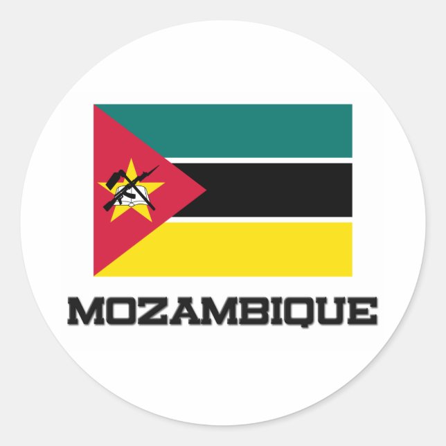 Moçambique Flagga Runt Klistermärke (Framsida)