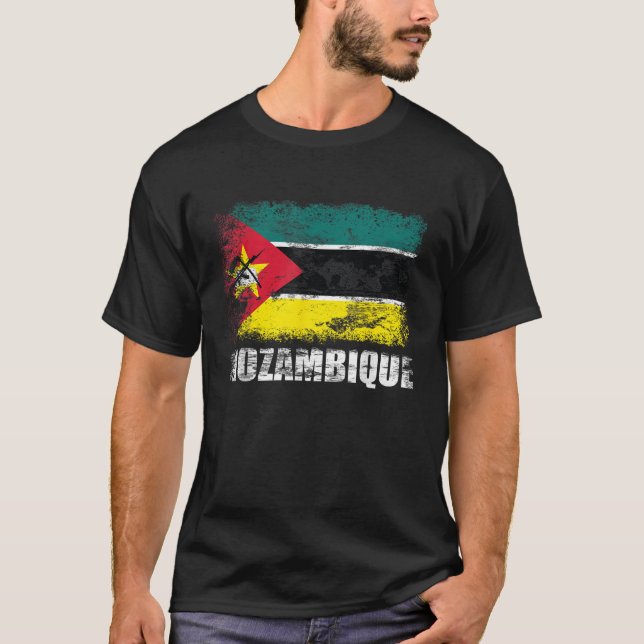 Moçambique Flagga T Shirt Mozambican Flagga Tee (Framsida)