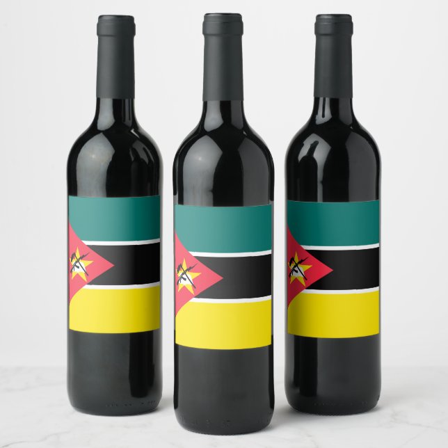 Moçambique flagga vinflaska etikett (Flaskor)