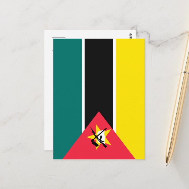 Moçambique flagga vykort (Fram/Back In Situ)