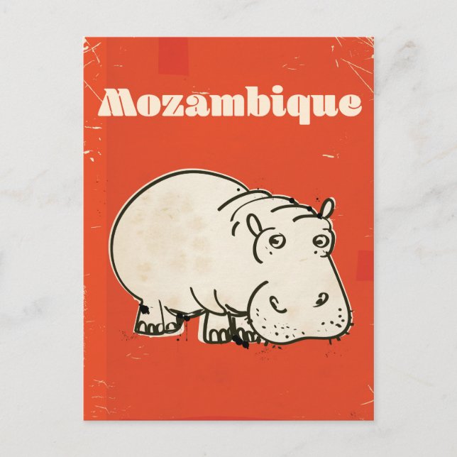 Moçambique hippo-reseaffisch vykort (Framsida)