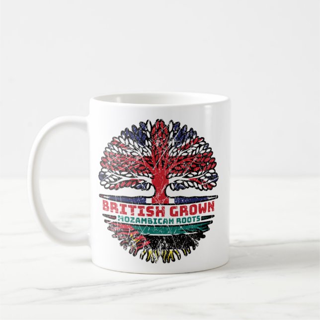 Moçambique Mozambican British Träd Roots Flagga Kaffemugg (Vänster)