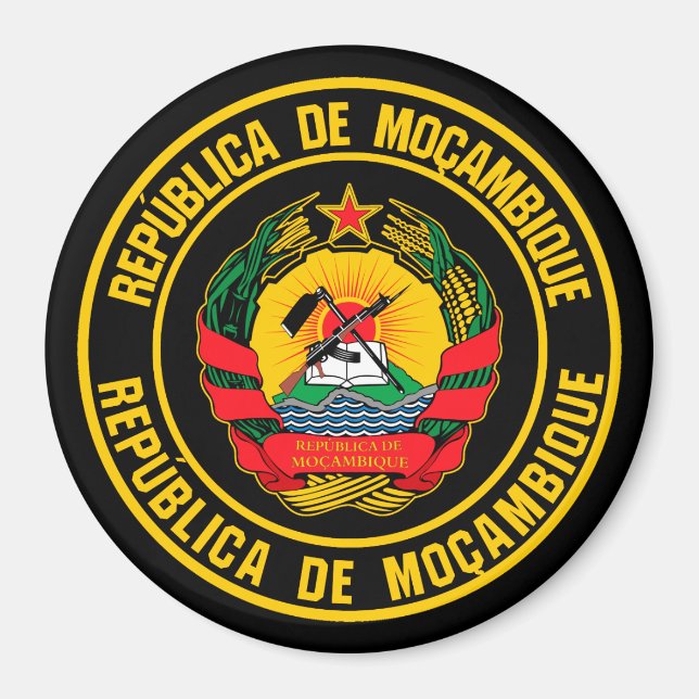Moçambique Round Emblem Magnet (Framsidan)