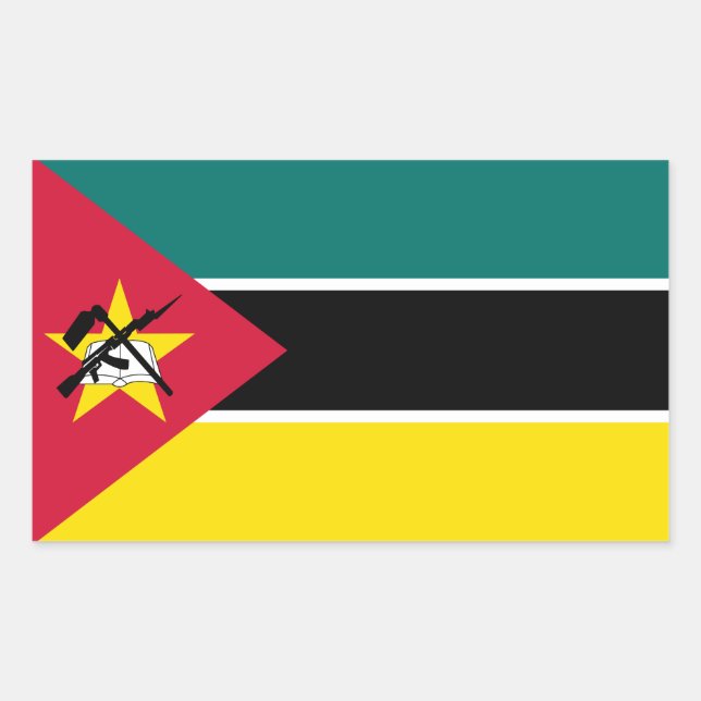 Moçambiques flagga rektangulärt klistermärke (Framsida)