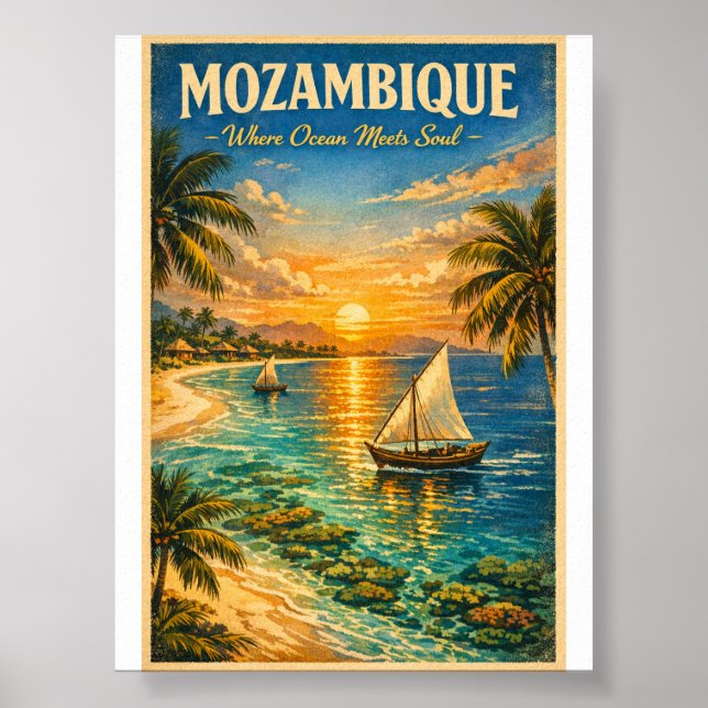 Moçambiques Paradis – Resemål i Vintage Stil Poster (Framsidan)