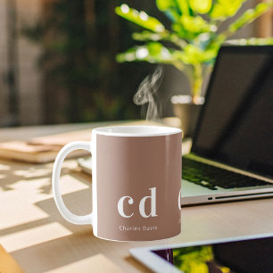Mocca brun monogram initialer namn kaffemugg