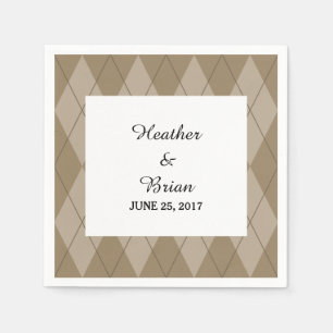 Mocha Argyle Papper Napkins Pappersservett