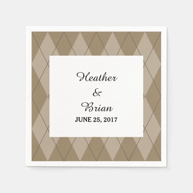 Mocha Argyle Papper Napkins Pappersservett (Framsidan)