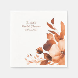 Mocha Blommor Akvarell Bröllopsdusch med Personlig Pappersservett