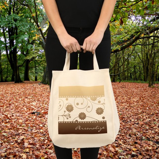 Mocha Bloom Banner Tygkasse (Mocha Bloom Banner Tote Bag)