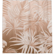 Mocha Boho Tropical Bathroom Curtain