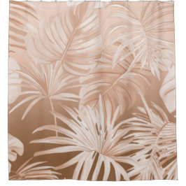 Mocha Boho Tropical Bathroom Curtain