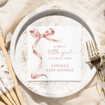 Mocha Bow Sweet Little Girl Shower