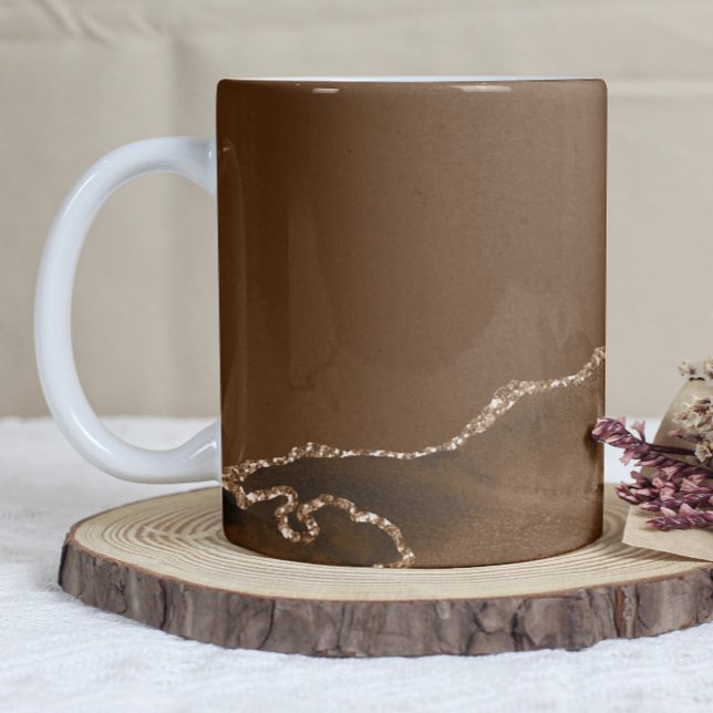 Mocha Brown Agate Gold Glitter Kaffemugg (Skapare uppladdad)