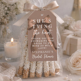 Mocha Brown binder knuten Bridal Shower Presentetikett