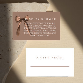 Mocha Brown Bow No Gift Wrap Display Bridal Shower Tilläggskort