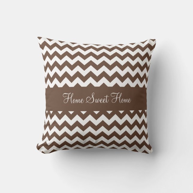 Mocha Brown Chevron Kudde (Framsida)