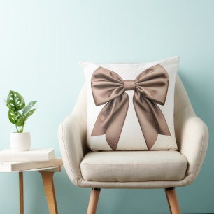 Mocha Brown Coquette Bow Kudde