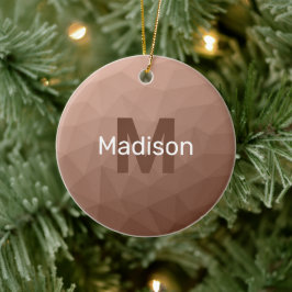 Mocha Brown geometric mönster Monogram Julgransprydnad Keramik