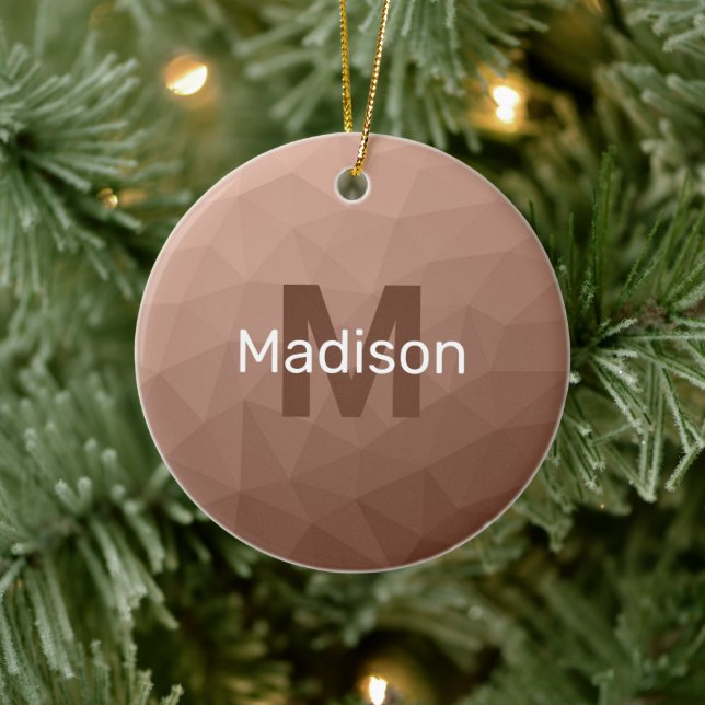 Mocha Brown geometric mönster Monogram Julgransprydnad Keramik (Träd)