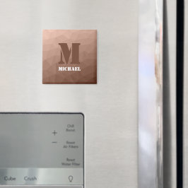 Mocha Brown geometric mönster Monogram Magnet