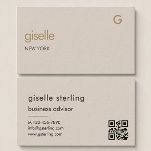 Mocha Brown Guld QR-kod minimalistisk monogram Visitkort