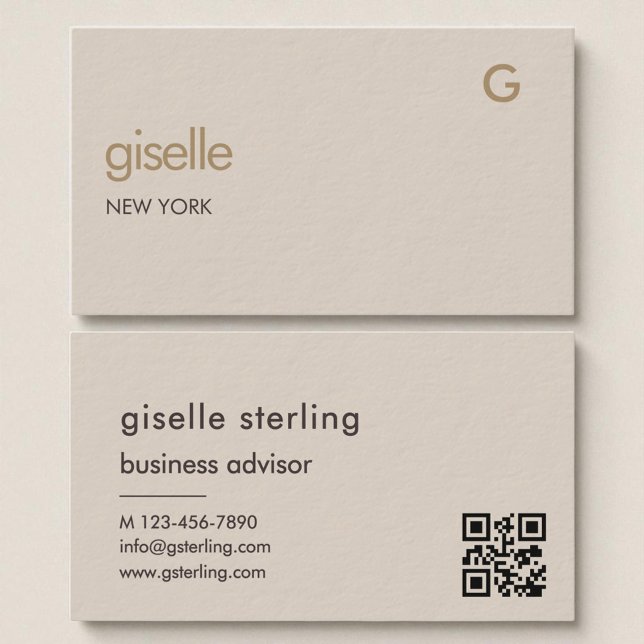 Mocha Brown Guld QR-kod minimalistisk monogram Visitkort (Skapare uppladdad)