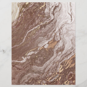 Mocha Brown Marble Guld 2 Sided Scrapbook Papper