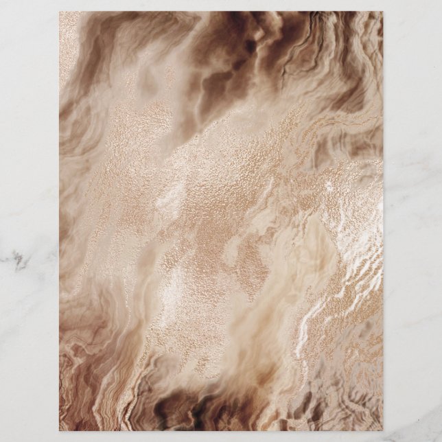 Mocha Brown Marble Guld 2 Sided Scrapbook Papper (Framsida)