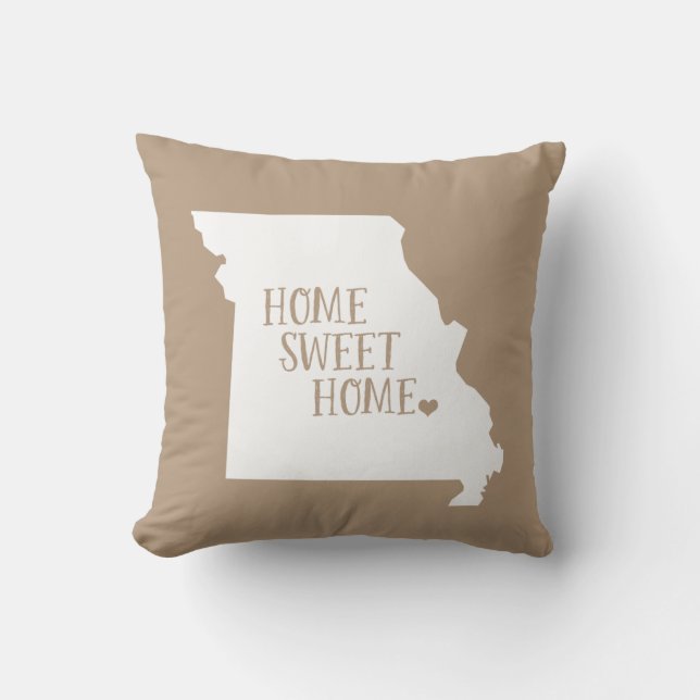 Mocha Brown Missouri Home Sweet Home State Kudde (Framsida)