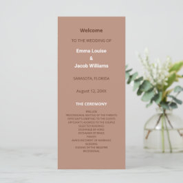 Mocha Brown Modern Bröllopsprogram