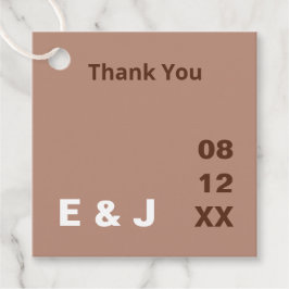 Mocha Brown Modern Wedding Favor Märkres Gåvor Etiketter